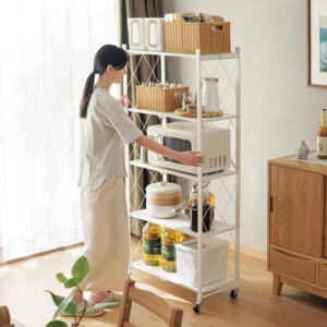 Luxe Rollable Foldable Storage Rack Shelving Shelf Kitchen Storeroom Bathroom Trolley Style Degree Sg Singapore
