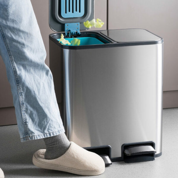 Magic Trash & Recycling Pedal Dustbin Trash Bin Kitchen Living Room Stainless Steel Home Style Degree Sg