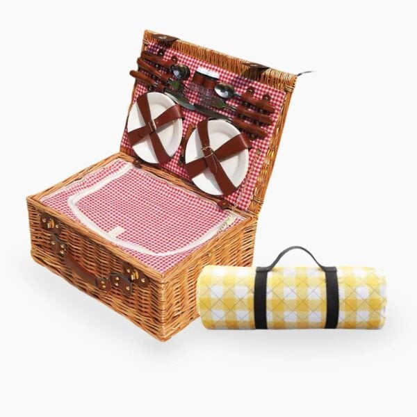 Retro Rattan Picnic Basket Set (With Cooler)