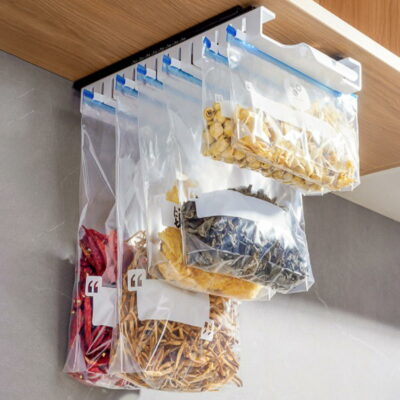 Snack & Sandwich Hanging Holder Kitchen Under Cabinet Fridge Shelf Potato Chip Bag Ziploc Style Degree Sg Singapore