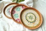 Rattanly Round Mosaic Tray Handmade Design Bohemian Traditional Exotic Coastal Style Decor Display Style Degree Sg Singapore