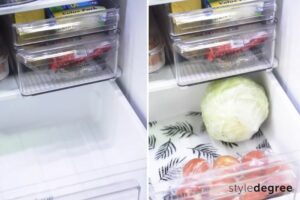 Line your fridge shelves with kitchen liners, Line your fridge crisper, Use kitchen liners for your fridge drawers, Style Degree, Singapore, SG, StyleMag.