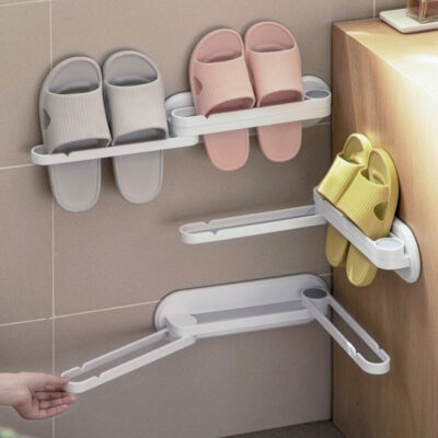 180° Triple Slippers Wall Holder Bathroom Accessories Modern Home Essentials Hanging Mounted Rack Shower Organizers Toilet Style Degree Sg Singapore