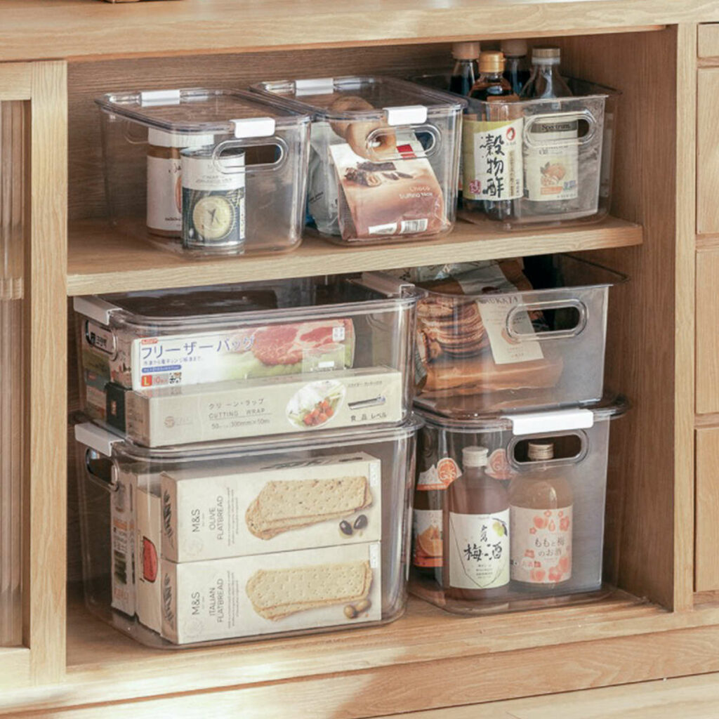 Simple Clear Storage Box (With Lid) Kitchen Home Organizer Essentials Store Bin Secure Lock Stackable Containers Cabinet Shelves Style Degree Sg Singapore