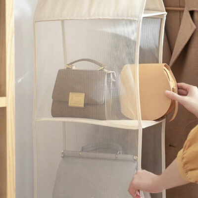 3-Tier Handbag & Purse Wardrobe Storage Hanger Bag Holder Accessory Essentials Sling Purse Portable Hook Organizers Closet Style Degree Sg Singapore