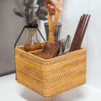 Rattanly Utensils Caddy Basket Hall Entryway Living Kitchen Dining Outdoor Organizer Storage Holder Decorative Handmade Bohemian Coastal Exotic Traditional Modern Natural Country Style Degree Sg Singapore