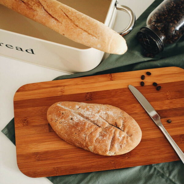Retro Bread Box (With Cutting Board) Loaf Best Storage Container Bin Lid Wooden Steel Large Kitchen Bistro Countertop Cupboard Organizers Essentials Farmhouse Style Degree Sg Singapore