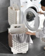 Collapsible Portable Hanging Laundry Basket Versatile Extendable Wall Mount Multipurpose Bag Bathroom Clothing Towels Hangers Clothes Peg Storage Organizers Home Essentials Style Degree Sg Singapore