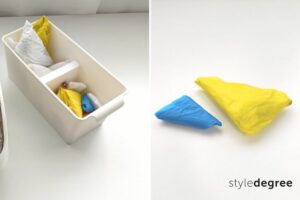 Fold plastic bags into triangles, Store plastic bags as triangles, Style Degree, Singapore, SG, StyleMag.