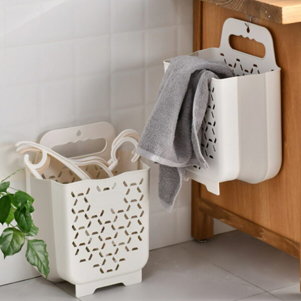 Collapsible Portable Hanging Laundry Basket Versatile Extendable Wall Mount Multipurpose Bag Bathroom Clothing Towels Hangers Clothes Peg Storage Organizers Home Essentials Style Degree Sg Singapore