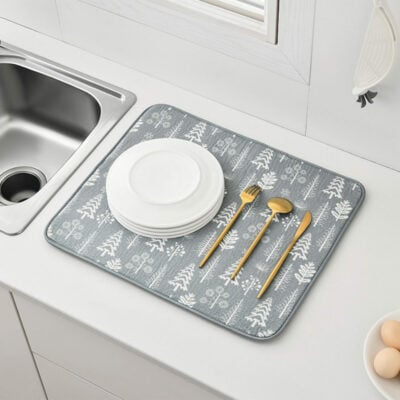 Foldable Drying Absorbent Placemat Large Rectangle Pattern Absorbent Microfibre Hanging Hook For Utensils Dish Tableware Toiletries Bathroom Kitchen Table Essentials Style Degree Sg Singapore