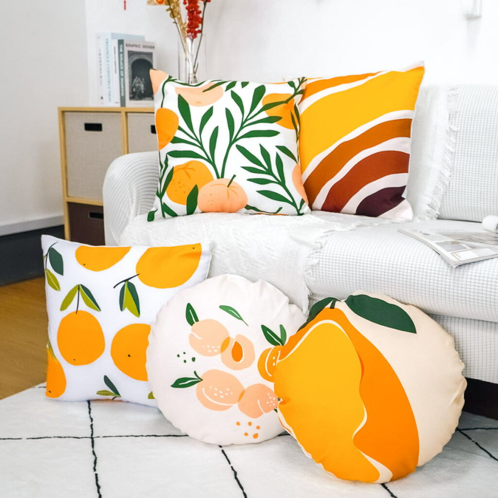 Abundance Removable Sofa Cushion Covers Chinese New Year CNY Round Square Orange Vibrant Earthy Modern Patterned Home Living Room Decor Accessory Throw Pillow Style Degree Sg Singapore