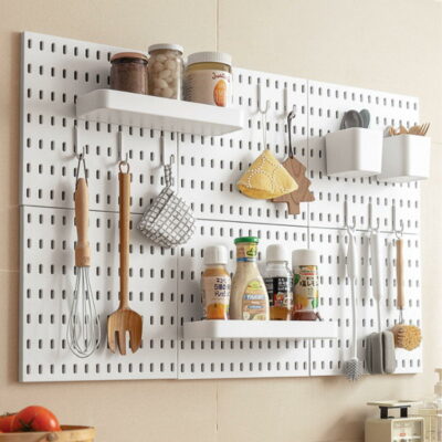 Minimalist Pegboard Wall Organizer (With Tray & Hooks) Hanging Display Storage Bin Shelf Holder Tools Accessories Toiletries House Kitchen Bathroom Essentials Style Degree Sg Singapore
