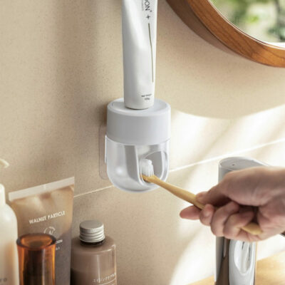 Rise & Shine Toothpaste Dispenser Hands-Free Squeezer Pump Quick Easy Hygienic Electronic With Cover Mounted Hanging Bathroom Wall Accessories Style Degree Sg Singapore