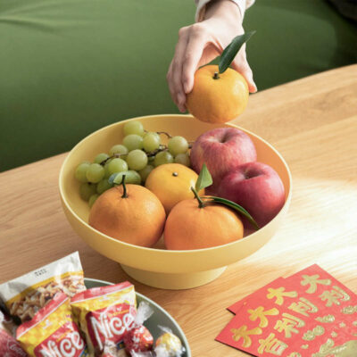 Vivid Fruit & Snack Tray (With Drainer) Home Kitchen Countertop Accessories Display Wide Basket Organizer Modern Simple Pastel Style Degree Sg Singapore