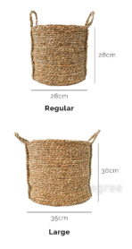 Seagrass Storage Basket (With Handles) Laundry Portable Bin Bohemian Coastal Natural Style Degree Sg Singapore