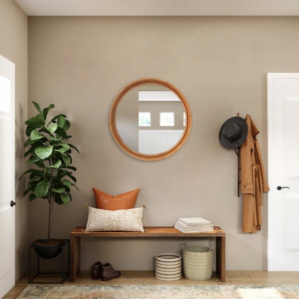 Rattanly Round Wall Mirror Handwoven Natural Entryway Living Room Home Decor Essentials Rustic Bohemian Style Degree Sg Singapore