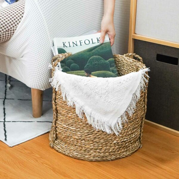 Seagrass Storage Basket (With Handles) Laundry Portable Bin Bohemian Coastal Natural Style Degree Sg Singapore