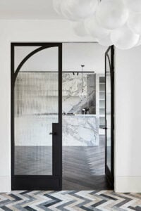 Black framed kitchen and dining fluted glass separator, Fluted glass door for kitchen, Style Degree, Singapore, SG, StyleMag.