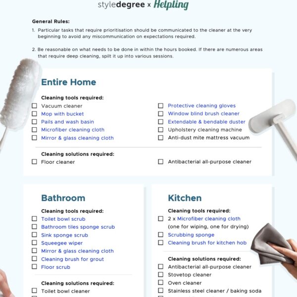 Cleaning Tools Supplies Free Checklist For Part Time Cleaner Style