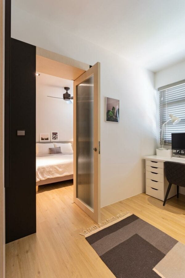 Fluted Glass Door Separating Bedroom And Office StyleMag Style Degree