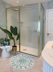 Gold framed fluted glass shower doors, Gold fluted glass shower screen, Style Degree, Singapore, SG, StyleMag.