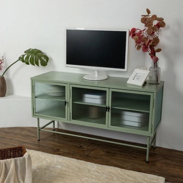 Light Green Fluted Glass TV Console StyleMag Style Degree