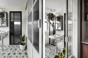 Sliding fluted glass doors in service yard, Service yard with fluted glass doors, Style Degree, Singapore, SG, StyleMag.