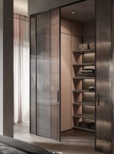 Sliding fluted glass wardrobe door, Wardrobe door with black fluted glass, Style Degree, Singapore, SG, StyleMag.