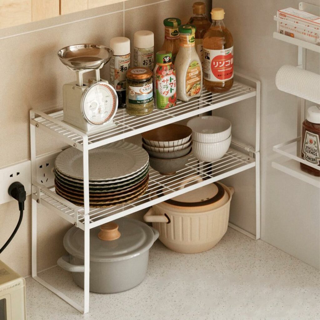 Grande 2-Tier Kitchen Rack Organizer Kitchen Storage Rack Multi Tier Kitchen Rack For Condiments Anti-rust Kitchen Rack Organizer Shelf Style Degree Sg Singapore