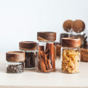 Scandinavian Mini Herb & Condiments Containers Spice Jar Organizer Spice Jar Storage With Labels Glass Spice Jar Small Jar With Wooden Lid Style Degree Sg Singapore