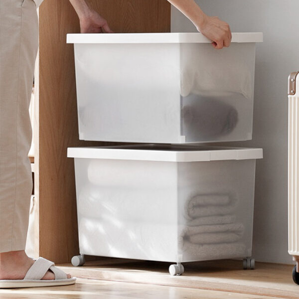Frosted Stackable Storage Box (With Wheels) Transculent Storage Box Large Plastic Storage Box For Home Storage Box With Lid And Wheels Storage Box For Bed Linen Home Style Degree Sg Singapore
