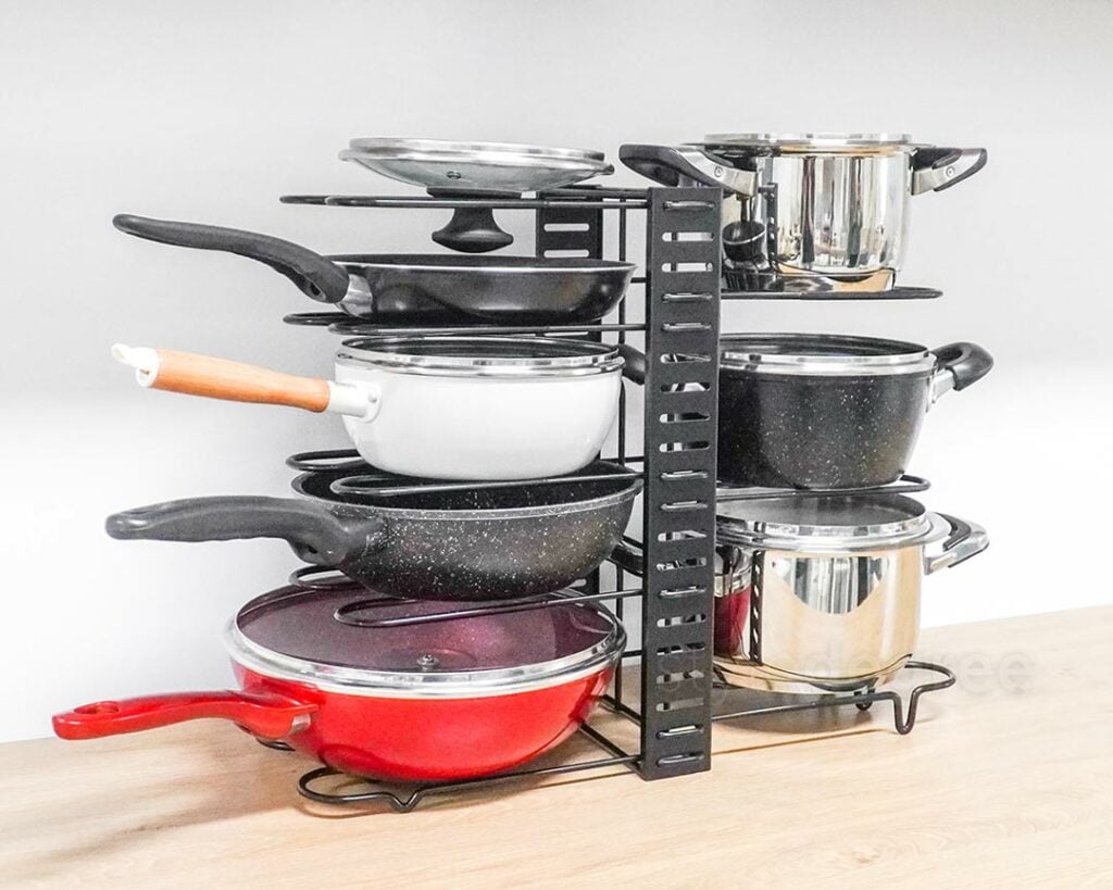 Vertical Pots & Pans Adjustable Storage Rack Kitchen Organizer