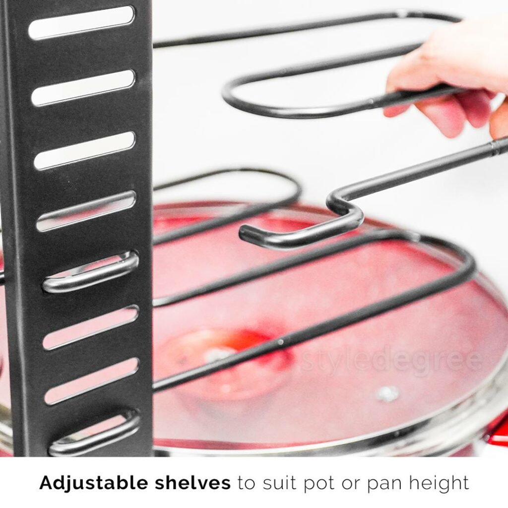 Vertical Pots & Pans Adjustable Storage Rack Kitchen Organizer