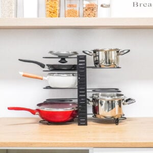 Vertical Pots & Pans Adjustable Storage Rack Frying Pan Rack Pan Holder Stand Kitchenware Organizer Cookware Organizer Kitchen Essentials Style Degree Sg Singapore