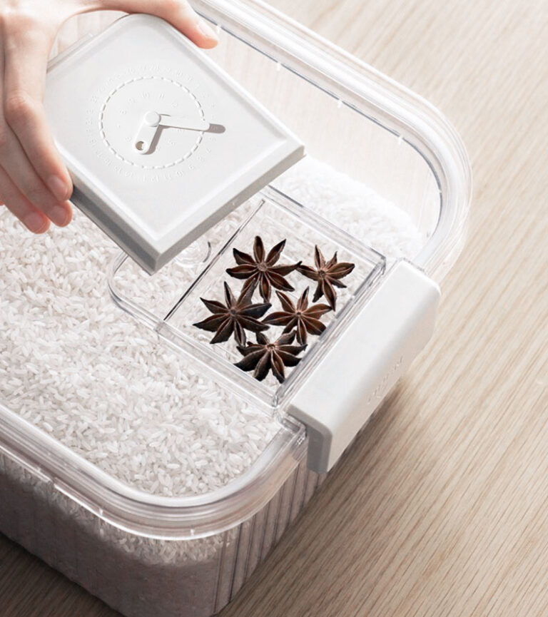 Classy Fluted Airtight Rice Box | With Garlic Storage | Style Degree