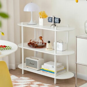 Chic White Rounded Display Shelf Organic Modern Standing Shelf White Modern Minimal Shelf White Standing Shelf Home Decor Furniture Style Degree Sg Singapore
