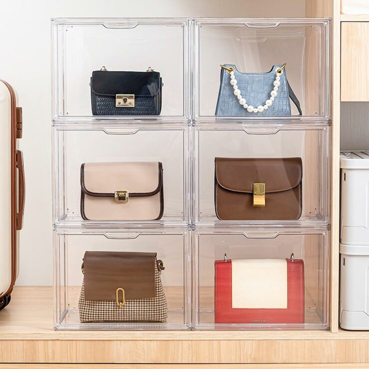 Clear Handbag & Purse Stackable Box Wardrobe & Closet Storage
