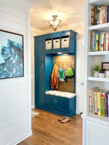 Blue cabinet drop off zone in entryway, Entryway with blue cabinet drop off zone, Style Degree, Singapore, SG, StyleMag.