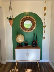 Green colour block wall arch in entryway, Entryway green colour block wall arch, Style Degree, Singapore, SG, StyleMag.