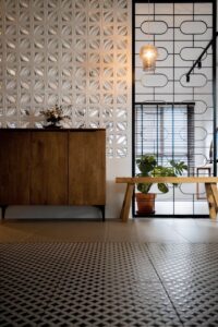 White breeze blocks in hdb entryway, HDB entryway with white breeze blocks, Style Degree, Singapore, SG, StyleMag.