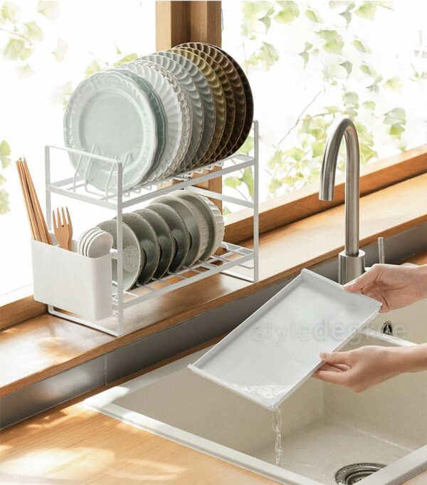 Slotted Multi-Layer Dish Drainer Rack | Kitchen Sink Organisation
