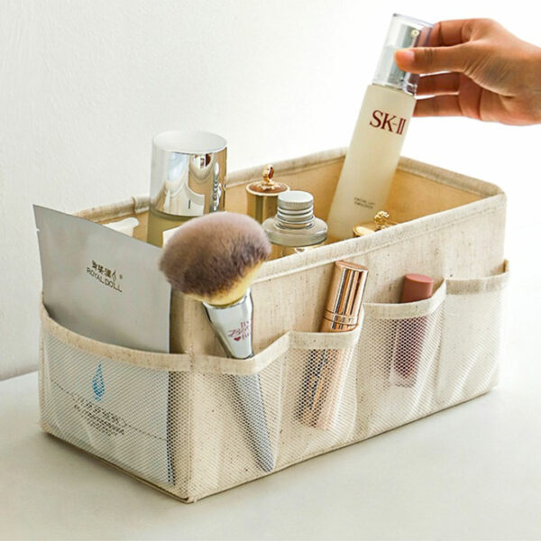 Canvas Multi Pockets Storage Bin Eco-friendly Storage Bin Storage Box Foldable Storage Bin Small Storage Box for Desk Organizers Style Degree Sg Singapore
