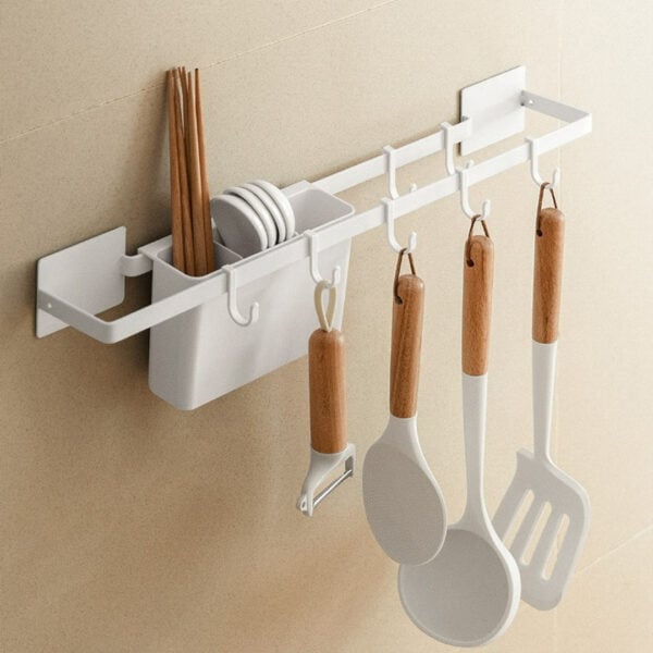 Backsplash & Sink Kitchen Wall Organizer Wall Mounted Rail for Kitchen Rail Rack With Sliding Hooks Utensils Wall Holder Ktichen Storage Wall Rack Style Degree Sg Singapore
