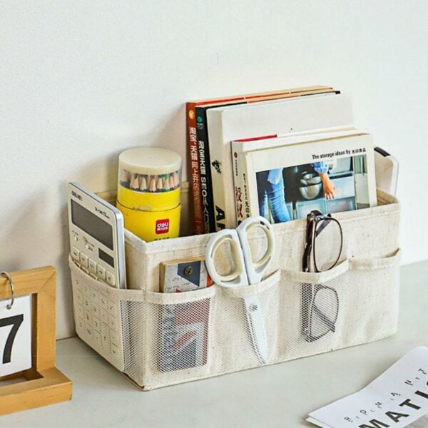 Canvas Multi Pockets Storage Bin Eco-friendly Storage Bin Storage Box Foldable Storage Bin Small Storage Box for Desk Organizers Style Degree Sg Singapore