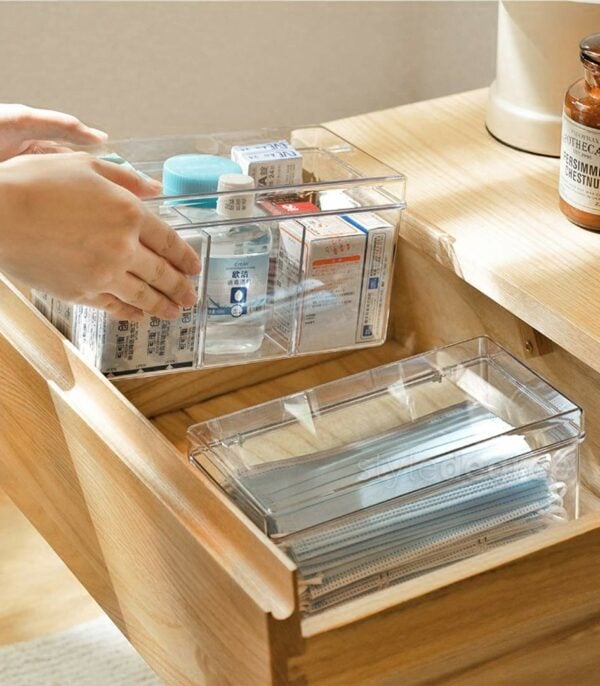 Clear Mini Storage Box (With Dividers) Transparent Storage Box