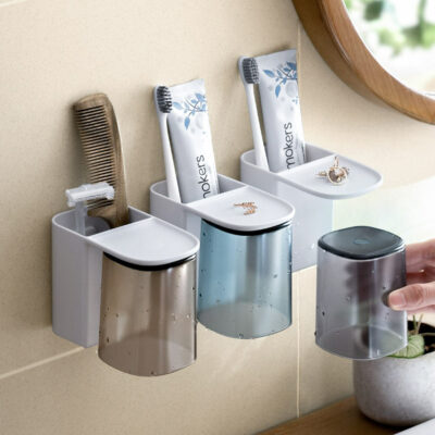 Hue Toothbrush & Paste Holder (With Cup) Toothbrush Holder With Cover Wall Mounted Toothbrush Holder Set Minimalist Toothbrush Holder Style Degree Sg Singapore