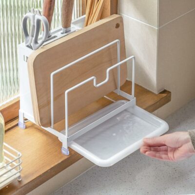 Grande Knife & Board Holder (With Wall Mount) Multi Function Knife Holder With Chopping Board Rack Kitchen Organizer Style Degree Sg Singapore