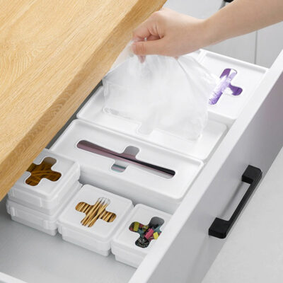 Bags & Gloves Dispenser Box (With Adhesive) Drawer Organizers Storage Bin For Drawers Zipper Bag Dispenser Box Plastic Wrap Dispenser Box Kitchen Organizer Style Degree Sg Singapore