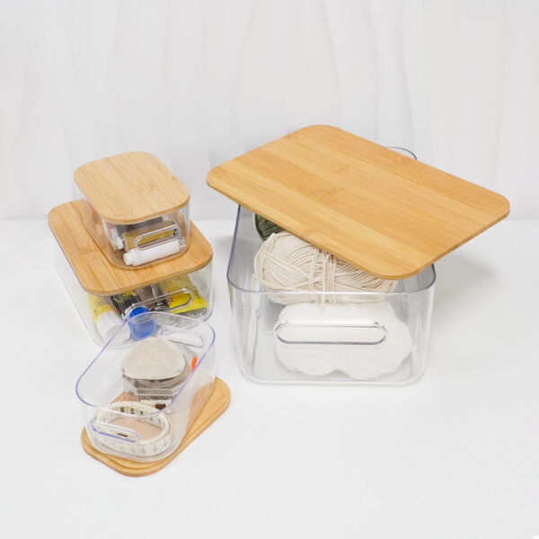 Bamboo Storage Box Transparent Plastic Storage Box With Bamboo Lid Multi-purpose Storage Bins With Bamboo Lids Style Degree Singapore Sg